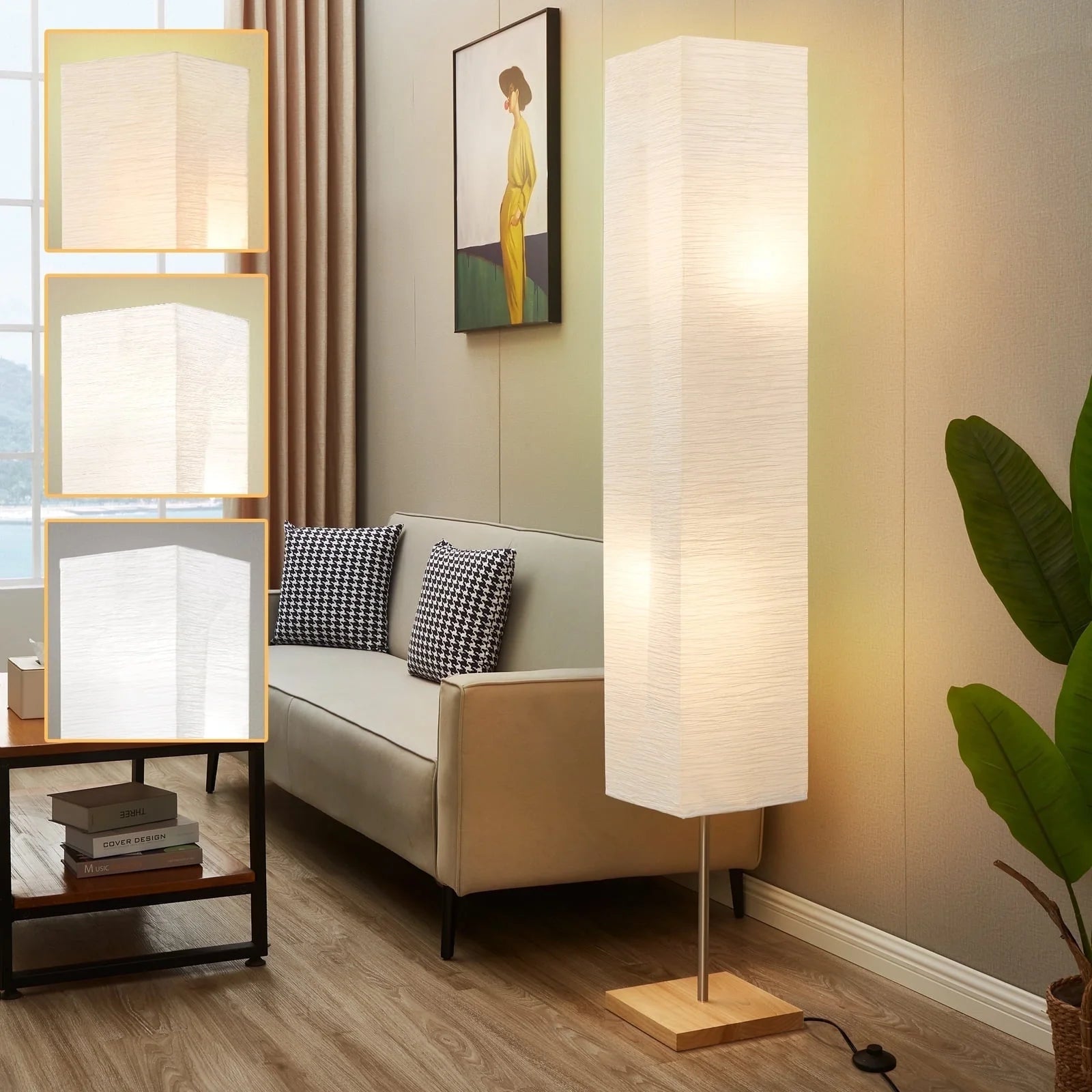 65-Inch Modern 3-Way Dimmable LED Floor Lamp for Bedroom, Office, and Livping Room (Bulbs Included)