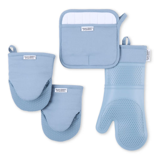 Indigo 4-Piece Oven Mitt, Potholder, and Mini Mitt Set