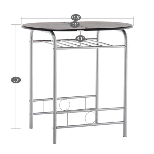 3-Piece Dining Set with 2 Chairs and Storage Shelves