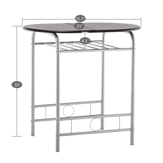 3-Piece Dining Set with 2 Chairs and Storage Shelves