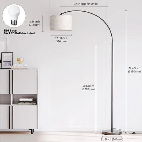  Modern High Brown Floor Lamp with Dimmable Bulb and Remote Control 