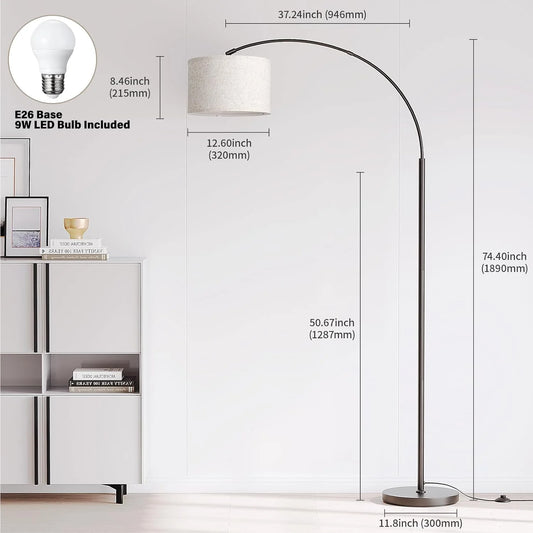  Modern High Brown Floor Lamp with Dimmable Bulb and Remote Control 