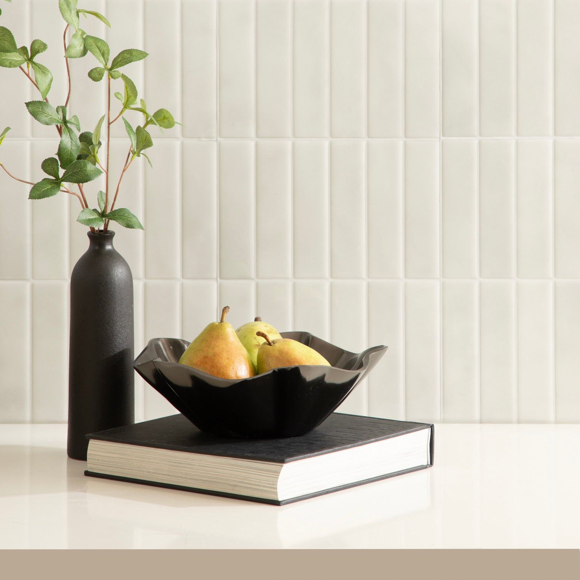 Flutte Scalloped Decorative Metal Serving Bowl, 10 X 10 X 3, Black Nickel, Modern Wavy Fruit Bowl for Kitchen Counter or Use as Tabletop Storage for an Entryway Table