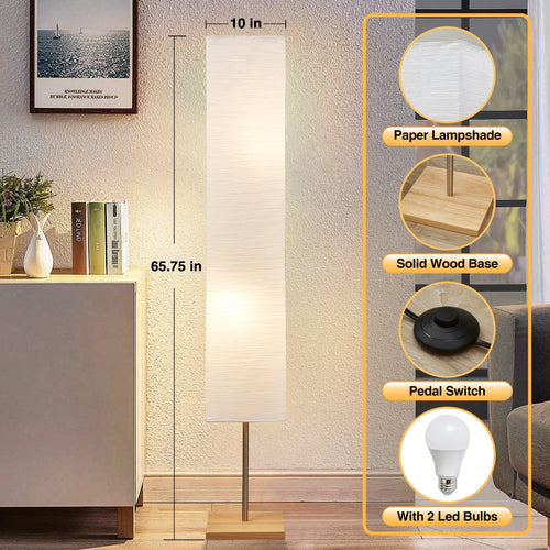 65-Inch Modern 3-Way Dimmable LED Floor Lamp for Bedroom, Office, and Livping Room (Bulbs Included)