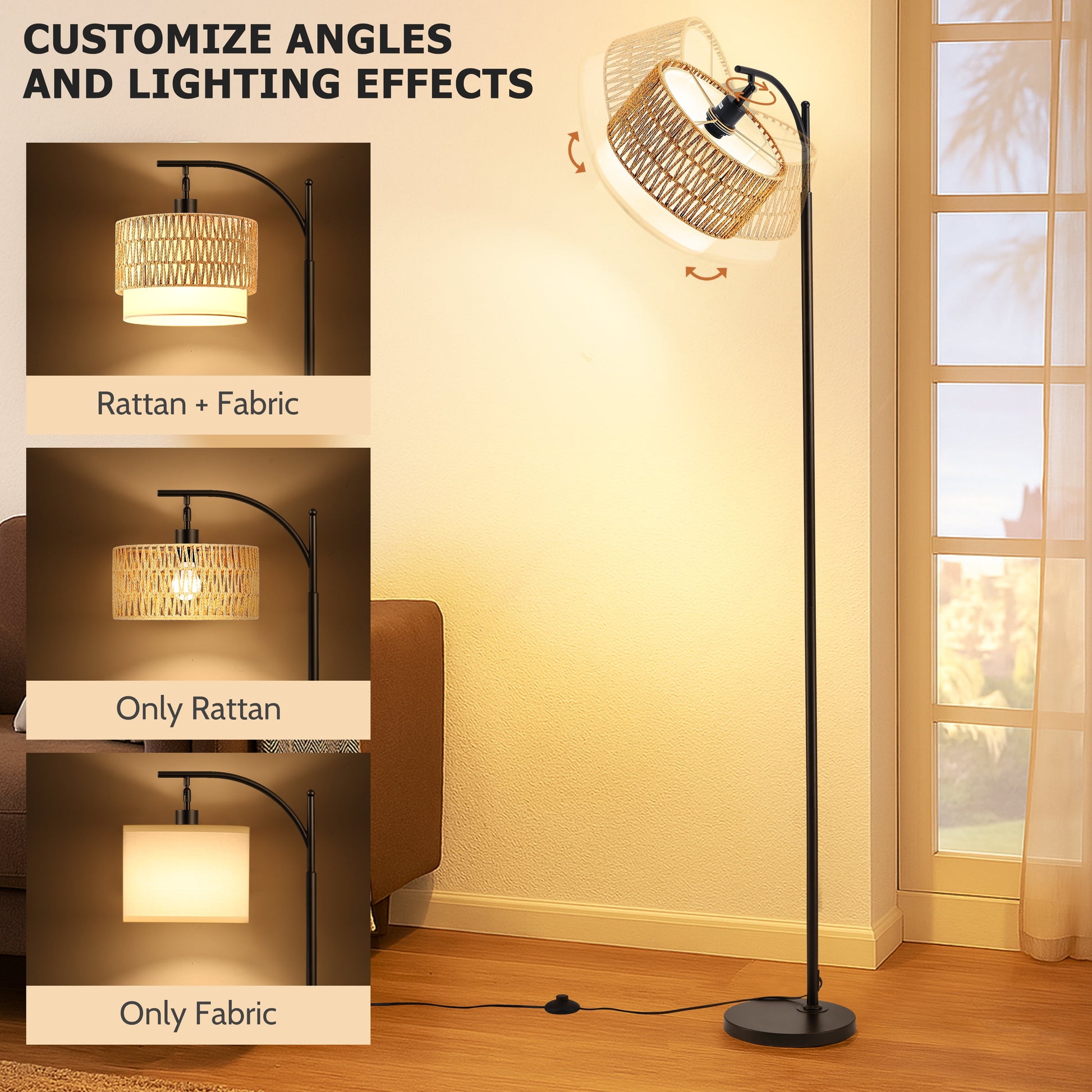 Dimmable Standing Lamp for Living Room and Bedroom, Includes 3 Color Temperature Bulb