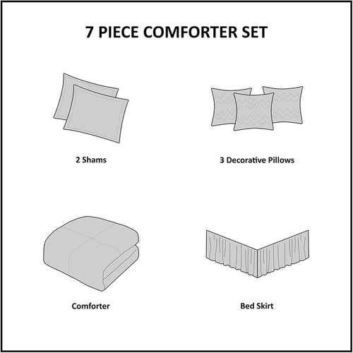 Transform Your Bedroom with the Palmer Luxury Faux Suede Comforter Set - All Season Down Alternative Bedding with Matching Shams and Decorative Pillows, Queen Size in Natural - 7 Piece Collection
