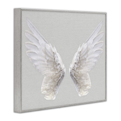 Elevate Your Space with the Industries Angel Wings Grey Framed Religious Painting - 11 x 14 Canvas Art Print