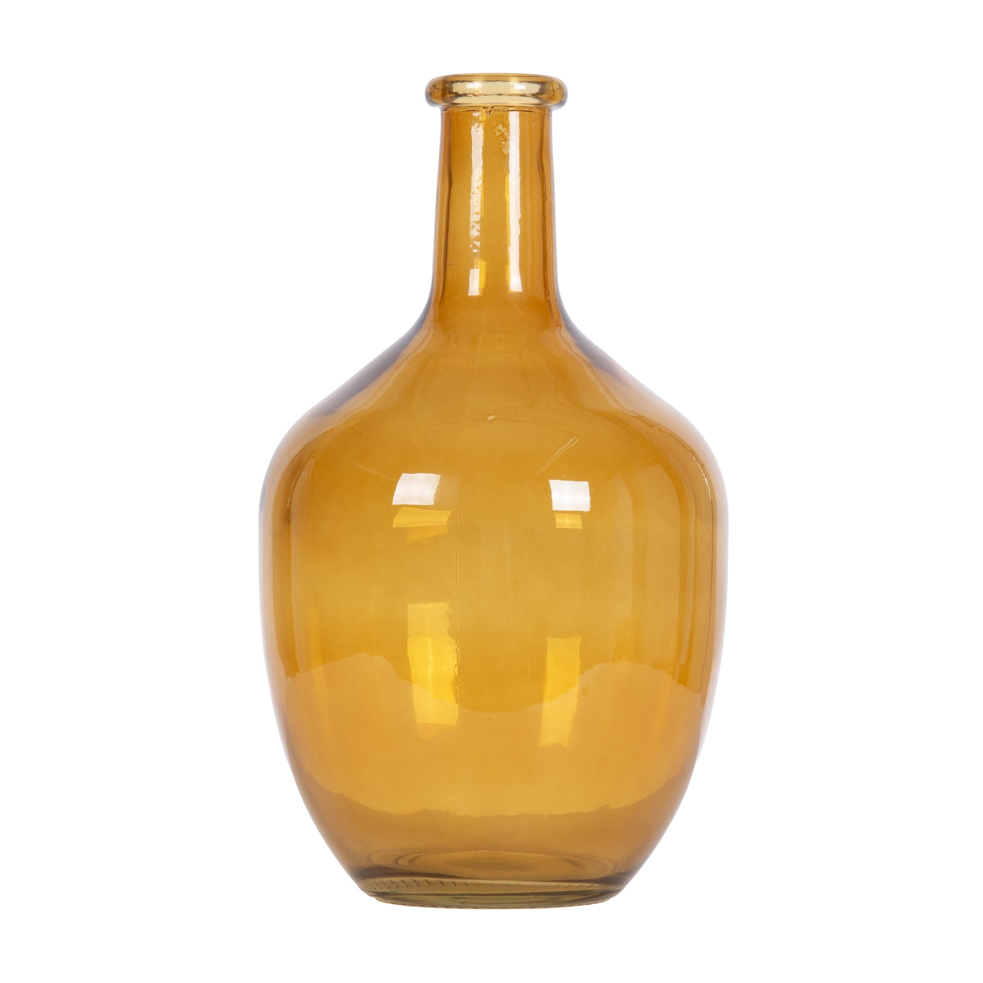 Stunning 12" High Amber Translucent Glass Indoor Tabletop Vase