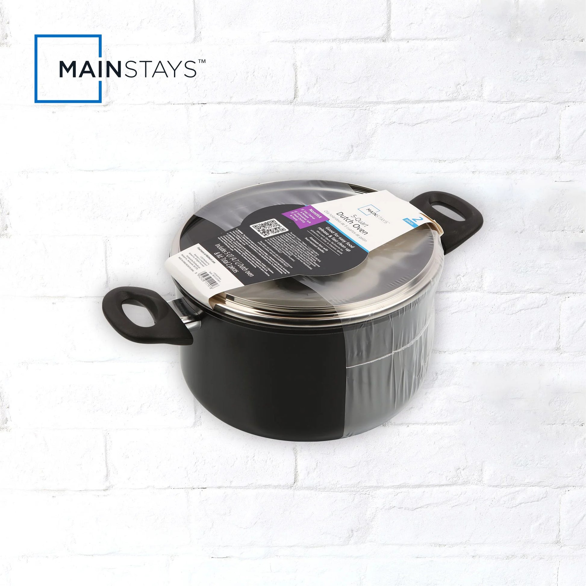 Aluminum Black Non-Stick 5QT Dutch Oven with Glass Lid - Dishwasher Safe and Easy to Clean