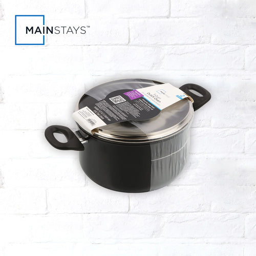 Aluminum Black Non-Stick 5QT Dutch Oven with Glass Lid - Dishwasher Safe and Easy to Clean