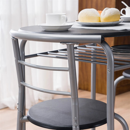 3-Piece Dining Set with 2 Chairs and Storage Shelves