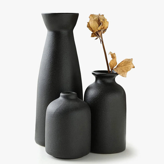 Flower Vase Promotion Sale!  Ceramic Vase Set Decoration Household Living Room Flower Arrangement Modern Flower Apparatus Three Piece Set White Vase Decoration, Home Decor Clearance Sale Black