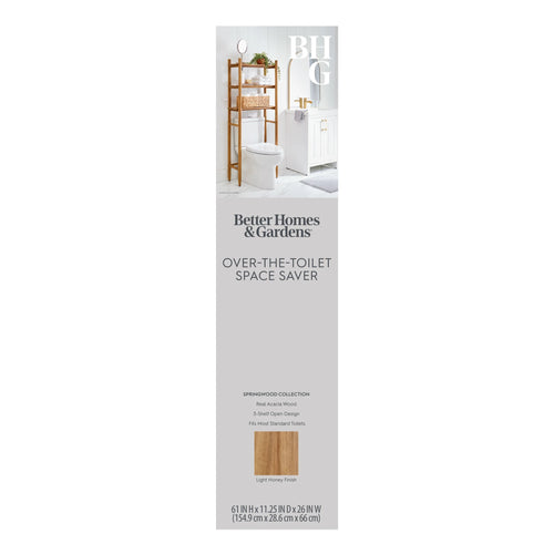 Stylish Honey Acacia Wood Over-The-Toilet Space Saver Cabinet with 3 Shelves
