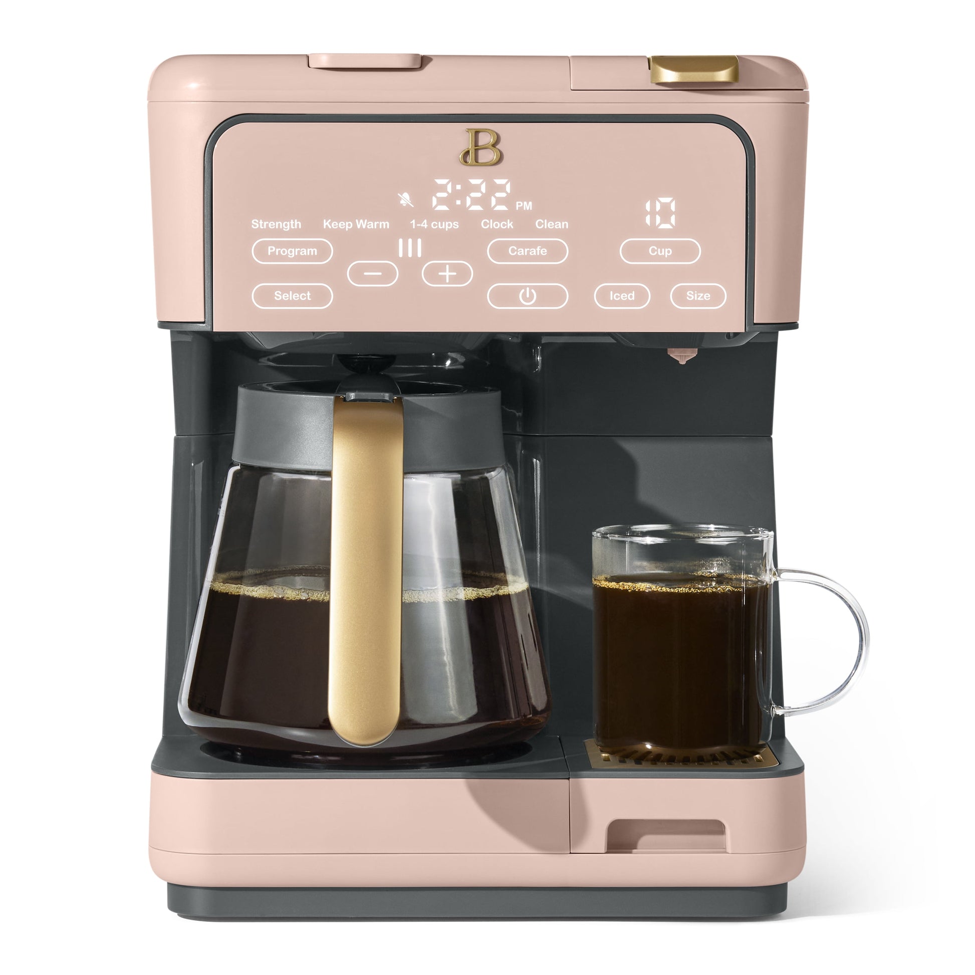 Multi-Brew 12-Cup Programmable Drip and Single-Serve Coffee Maker in Rose by Drew Barrymore