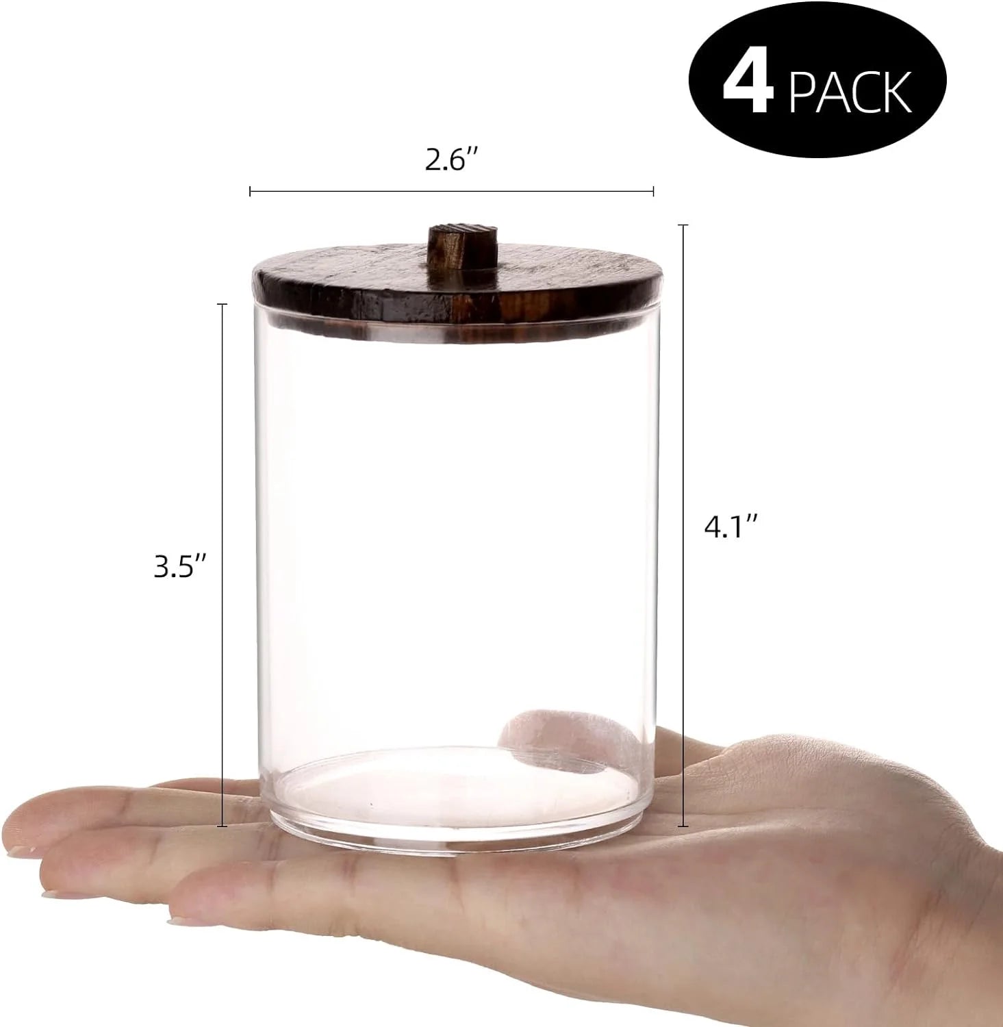 Set of 4 Acrylic Dispensers for Cotton - Elegant Brown Makeup Organizer for Your Vanity