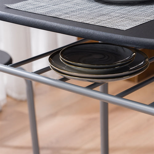 3-Piece Dining Set with 2 Chairs and Storage Shelves