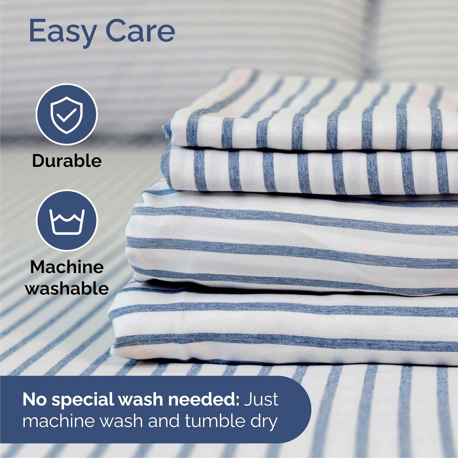 California King Size 4-Piece Sheet Set - Luxurious Breathable and Cooling Bed Sheets - Hotel Quality Bedding for All Ages - Deep Pocket Design & Wrinkle-Free - Oeko-Tex Certified - Blue Stripes 2