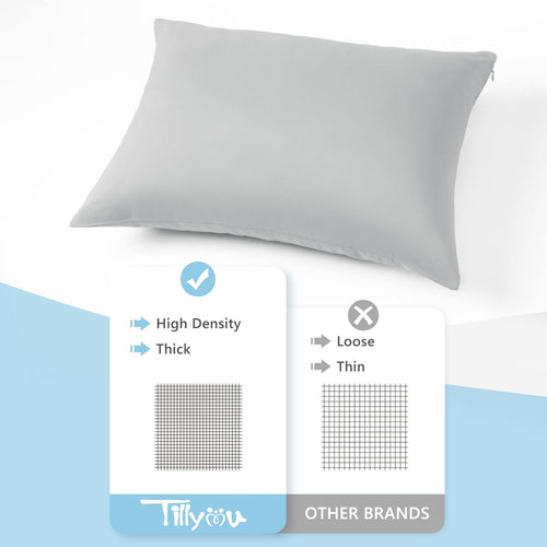 Toddler Pillowcase Set of 2 with Zipper, Silky Soft Microfiber 13" x 18" Kids Travel Pillowcases, Gray