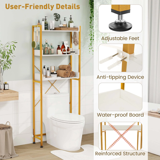 3-Tier Bathroom Shelf Over Toilet - Metal Frame - MJ's Home essentials