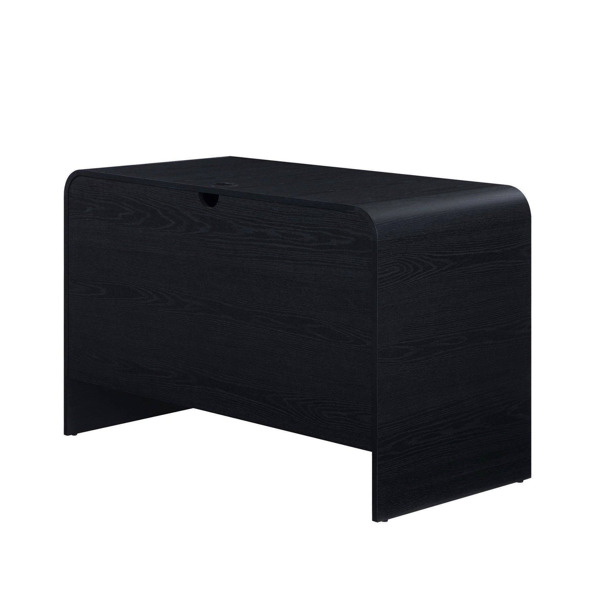 Juliet Curved Desk with Storage, Black Finish