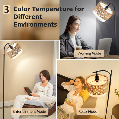 Dimmable Standing Lamp for Living Room and Bedroom, Includes 3 Color Temperature Bulb