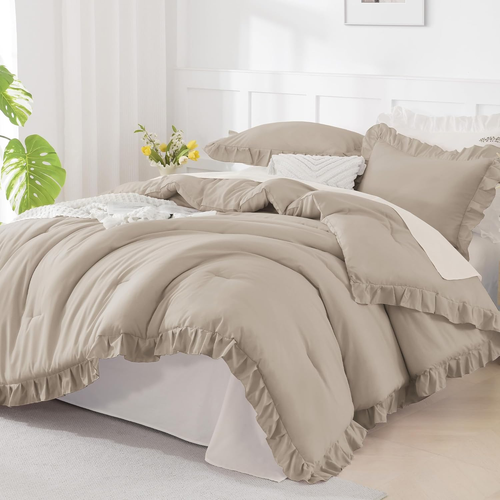 3 Pieces Including Ruffle Comforter and 2 Pillowcases, king  (104x90 Inches) - MJ's Home essentials