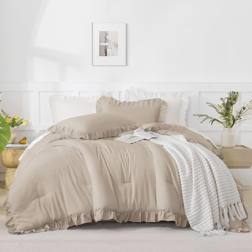 3 Pieces Including Ruffle Comforter and 2 Pillowcases, king  (104x90 Inches) - MJ's Home essentials