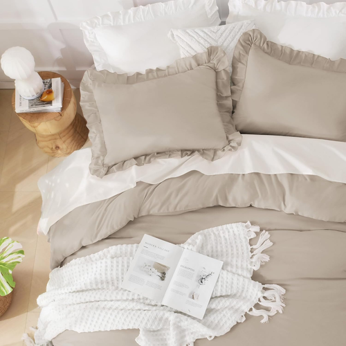3 Pieces Including Ruffle Comforter and 2 Pillowcases, king  (104x90 Inches) - MJ's Home essentials