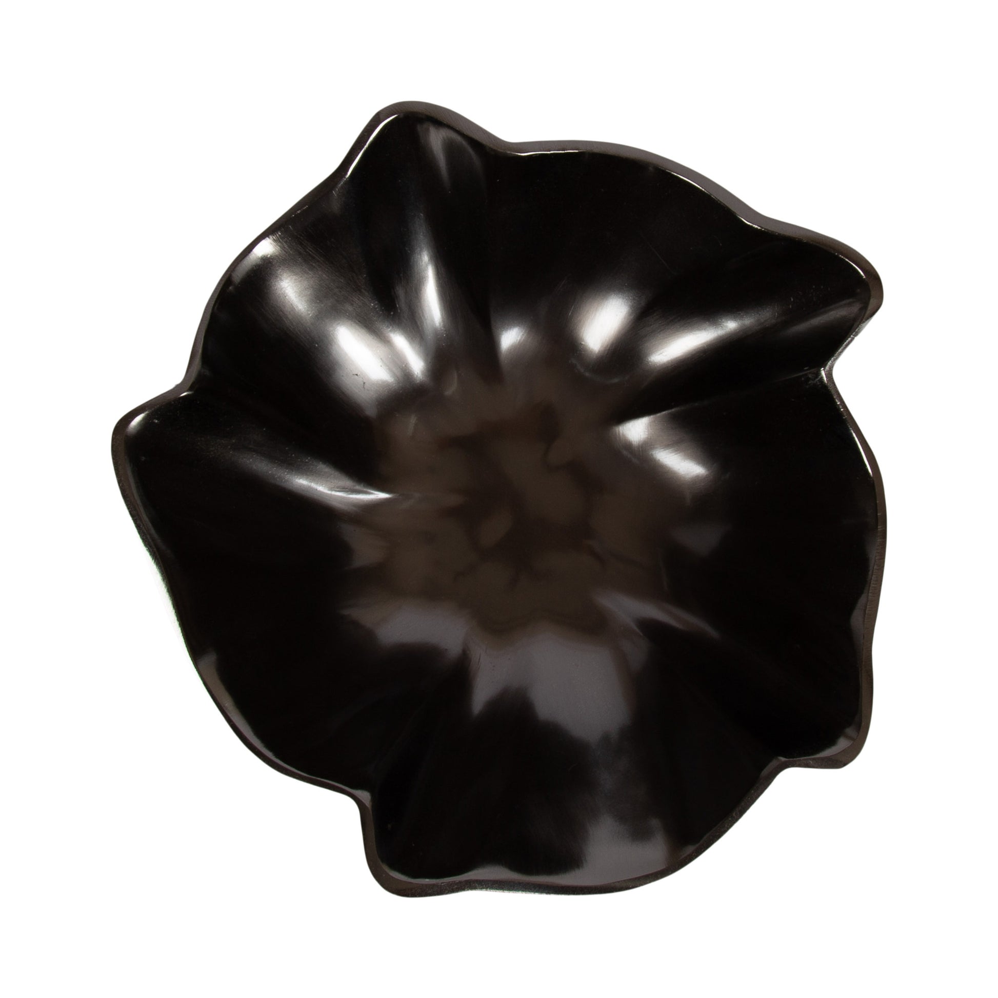 Flutte Scalloped Decorative Metal Serving Bowl, 10 X 10 X 3, Black Nickel, Modern Wavy Fruit Bowl for Kitchen Counter or Use as Tabletop Storage for an Entryway Table