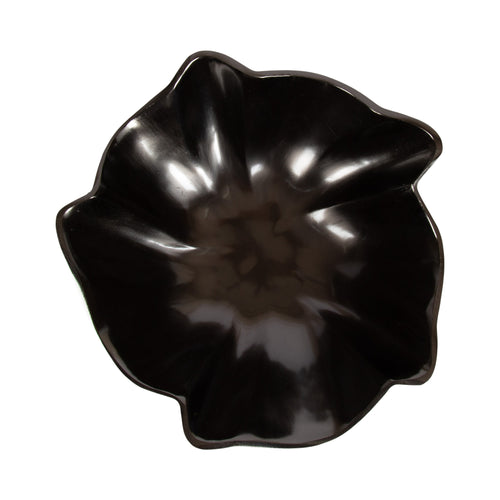 Flutte Scalloped Decorative Metal Serving Bowl, 10 X 10 X 3, Black Nickel, Modern Wavy Fruit Bowl for Kitchen Counter or Use as Tabletop Storage for an Entryway Table
