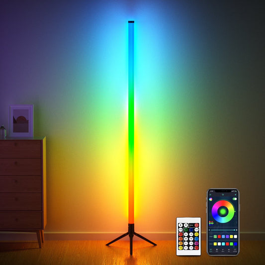 LED Corner Floor Lamp with 360° Color Changing, with Bluetooth App Control 