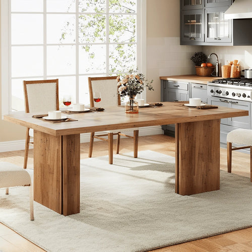 63-Inch Rustic Walnut Dining Table for Kitchen and Dining Room
