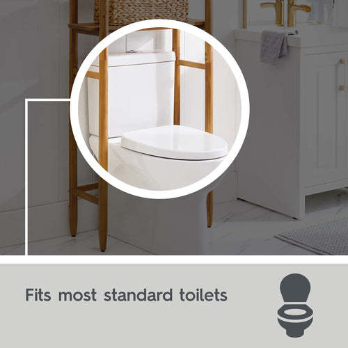 Stylish Honey Acacia Wood Over-The-Toilet Space Saver Cabinet with 3 Shelves