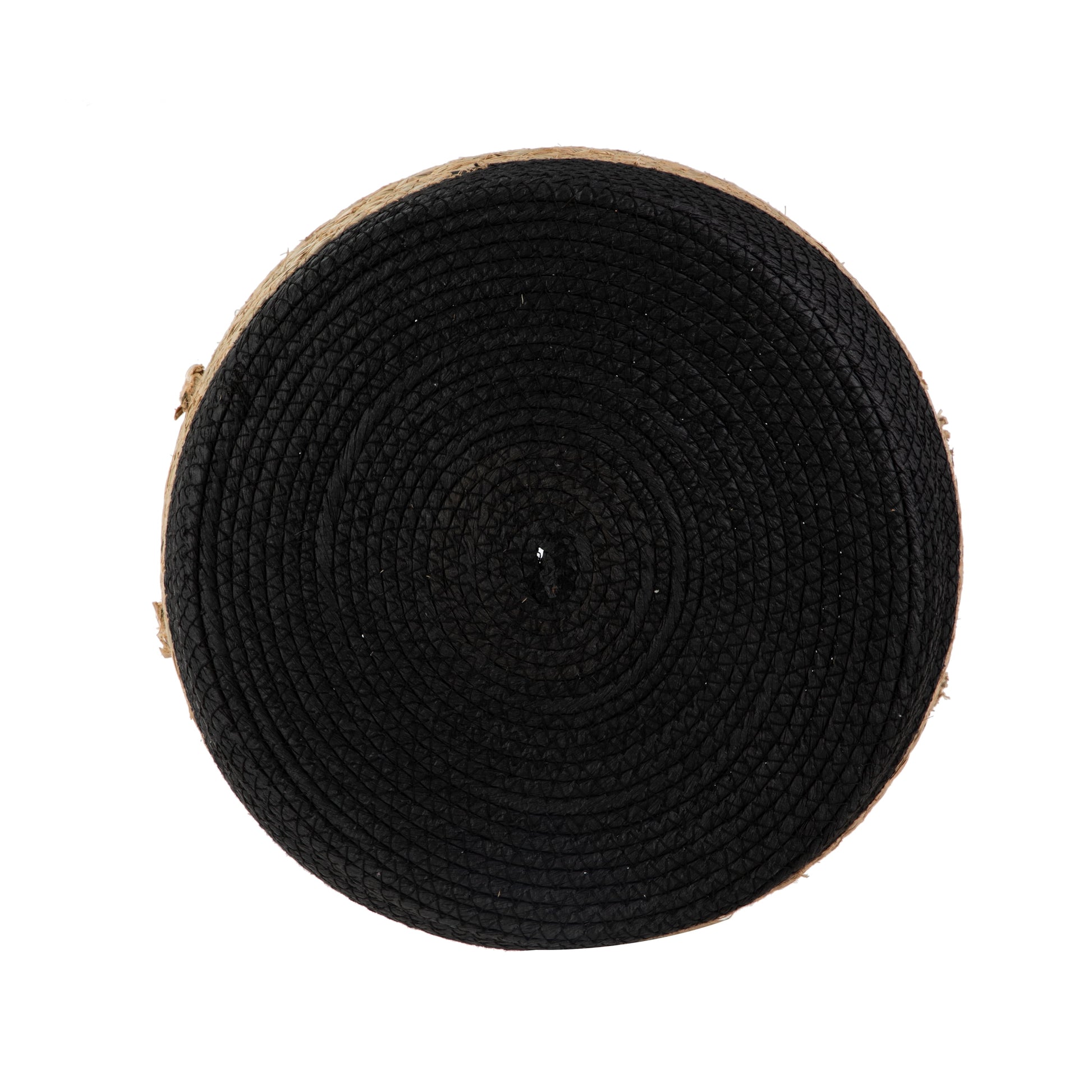 Natural and Black round Rush Baskets, Set of 2