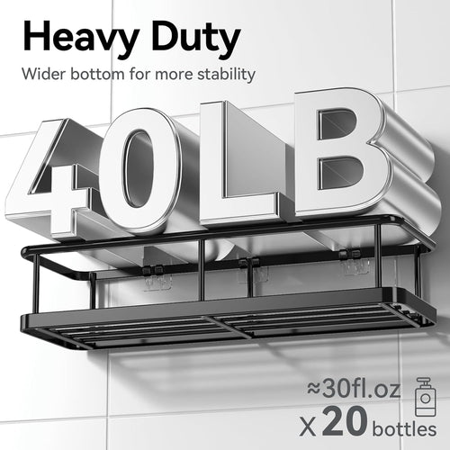 Rustproof Adhesive Shower Caddy Organizer Set - 6 Pack Large Capacity Shelves with Soap Holder for No-Drill Bathroom Storage Solutions