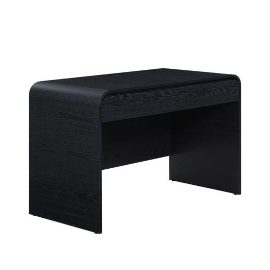 Juliet Curved Desk with Storage, Black Finish