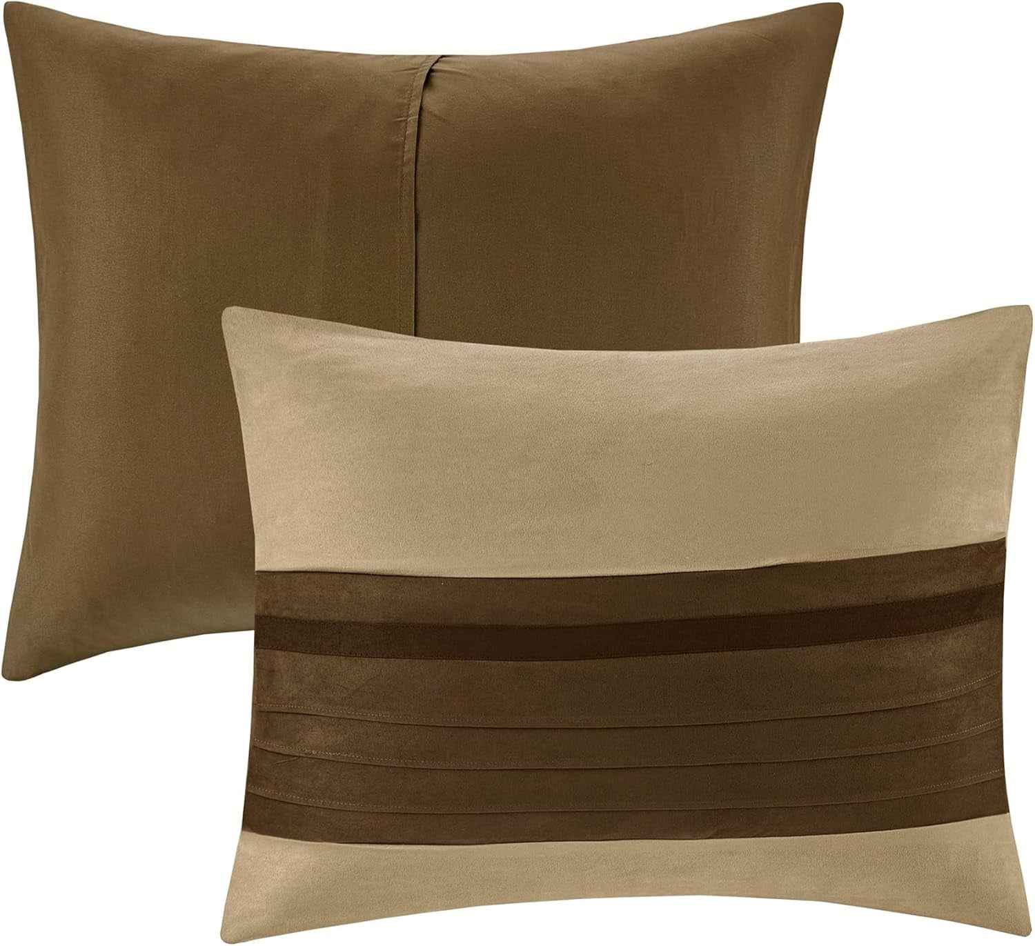 Palmer Luxury Faux Suede Comforter Set – 7 Piece Queen, Natural
