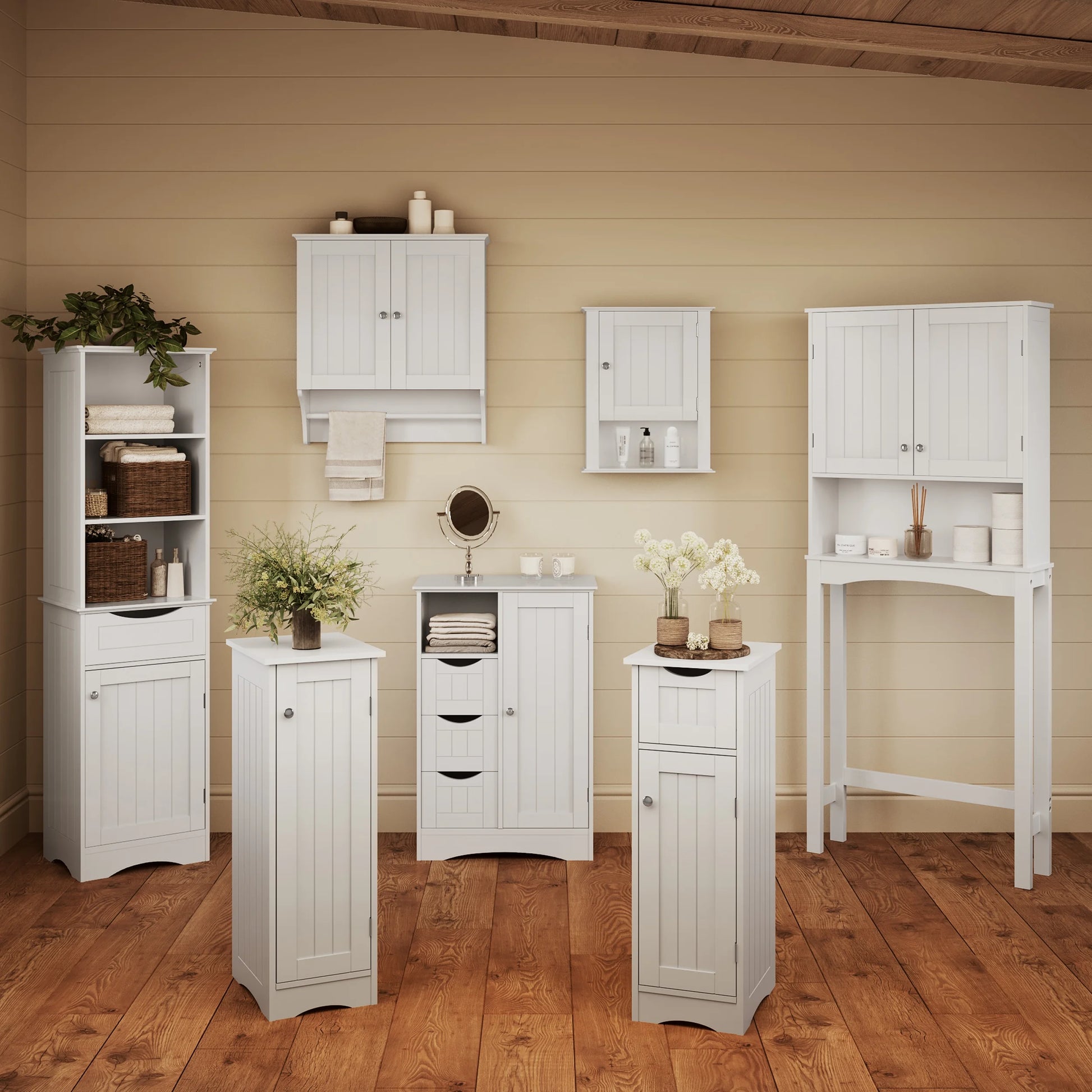 Ashland White 1-Door Medicine Cabinet and Laundry Wall Storage Shelf