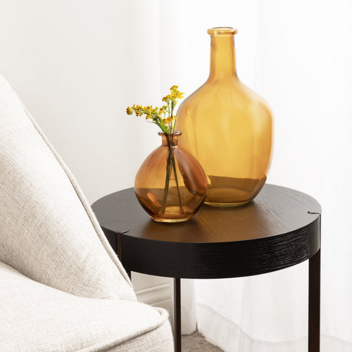 Stunning 12" High Amber Translucent Glass Indoor Tabletop Vase