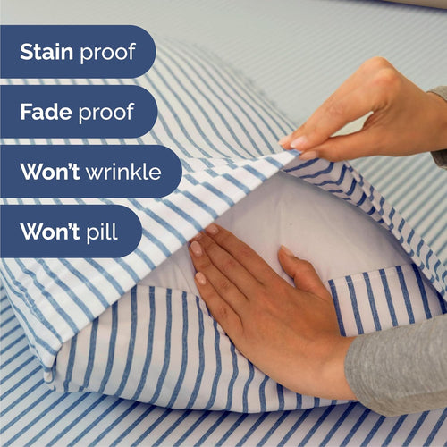 California King Size 4-Piece Sheet Set - Luxurious Breathable and Cooling Bed Sheets - Hotel Quality Bedding for All Ages - Deep Pocket Design & Wrinkle-Free - Oeko-Tex Certified - Blue Stripes 2