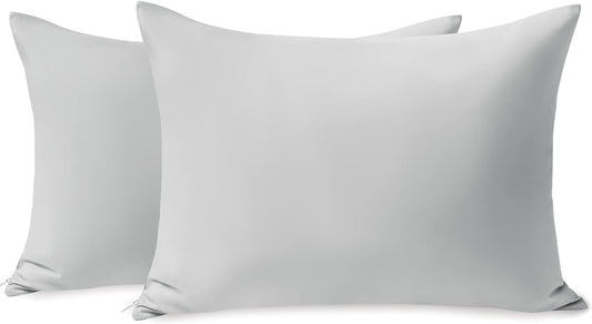 Toddler Pillowcase Set of 2 with Zipper, Silky Soft Microfiber 13" x 18" Kids Travel Pillowcases, Gray