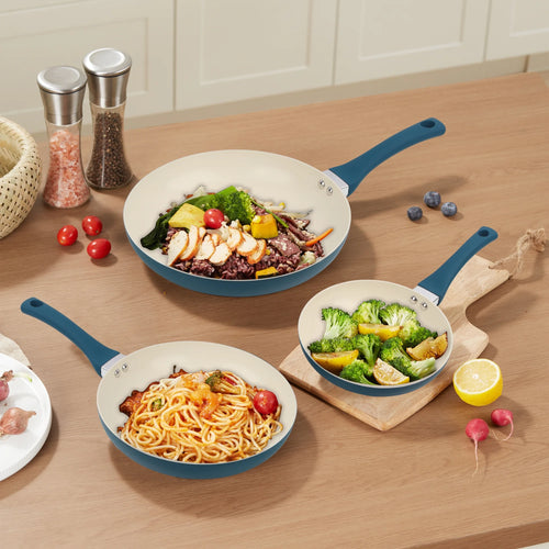 Aluminum Nonstick Ceramic Three-Piece Frypan Set