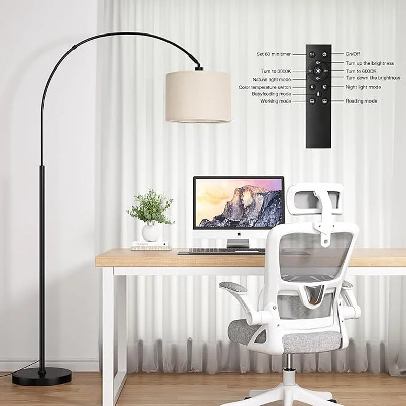  Modern High Brown Floor Lamp with Dimmable Bulb and Remote Control 