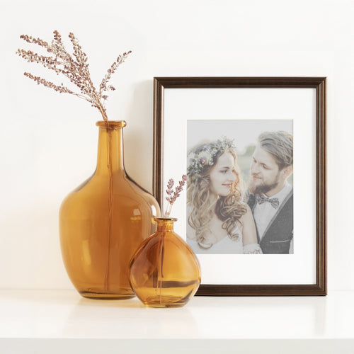 Stunning 12" High Amber Translucent Glass Indoor Tabletop Vase