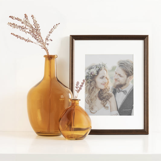 Stunning 12" High Amber Translucent Glass Indoor Tabletop Vase