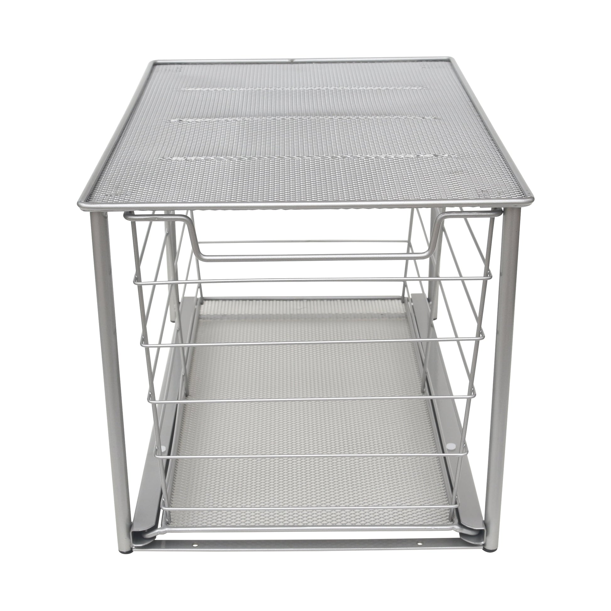Premium Large Stackable Slide-Out Drawer Organizer - Satin Nickel Finish, 15" x 10" x 9.3"