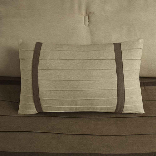 Palmer Luxury Faux Suede Comforter Set – 7 Piece Queen, Natural