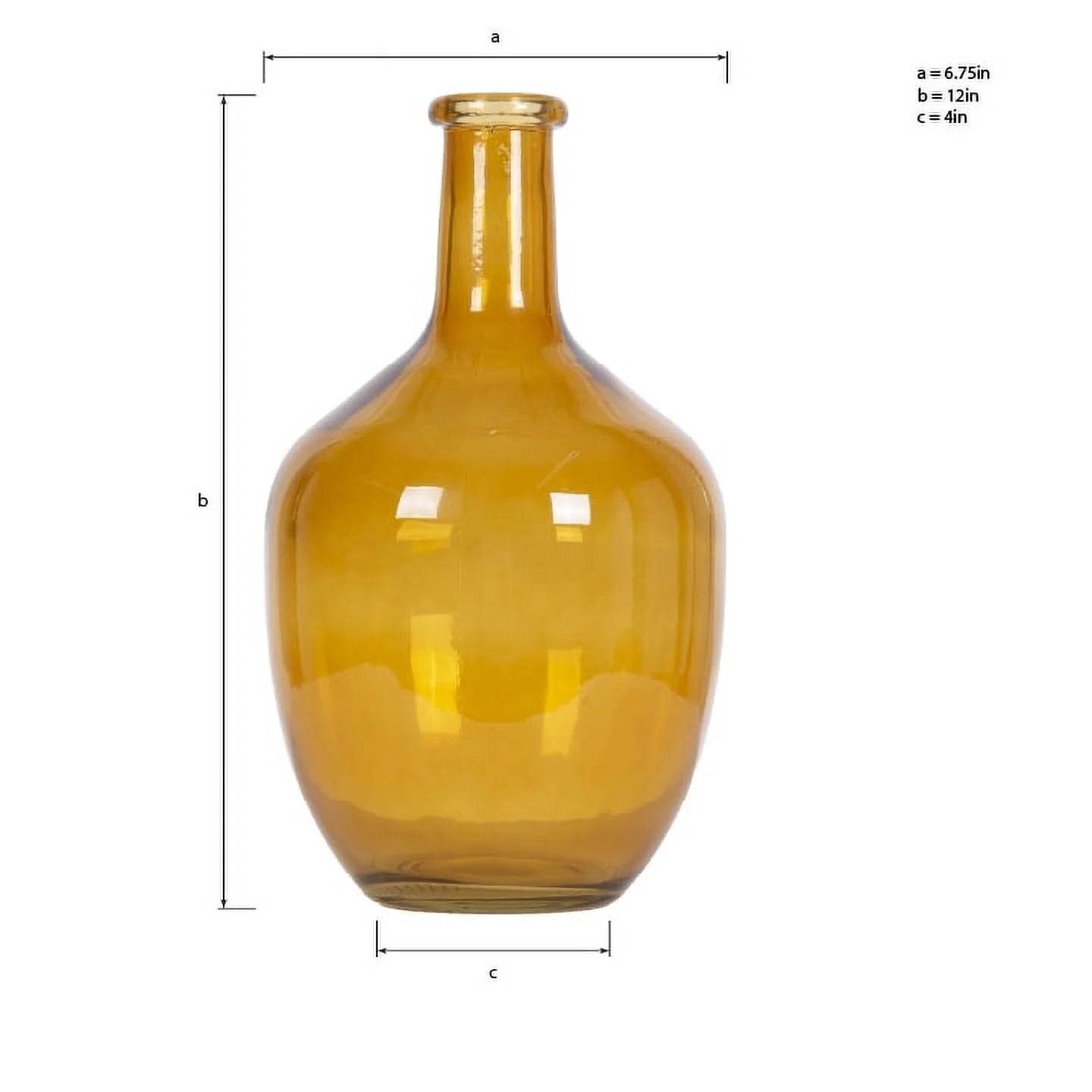 Stunning 12" High Amber Translucent Glass Indoor Tabletop Vase