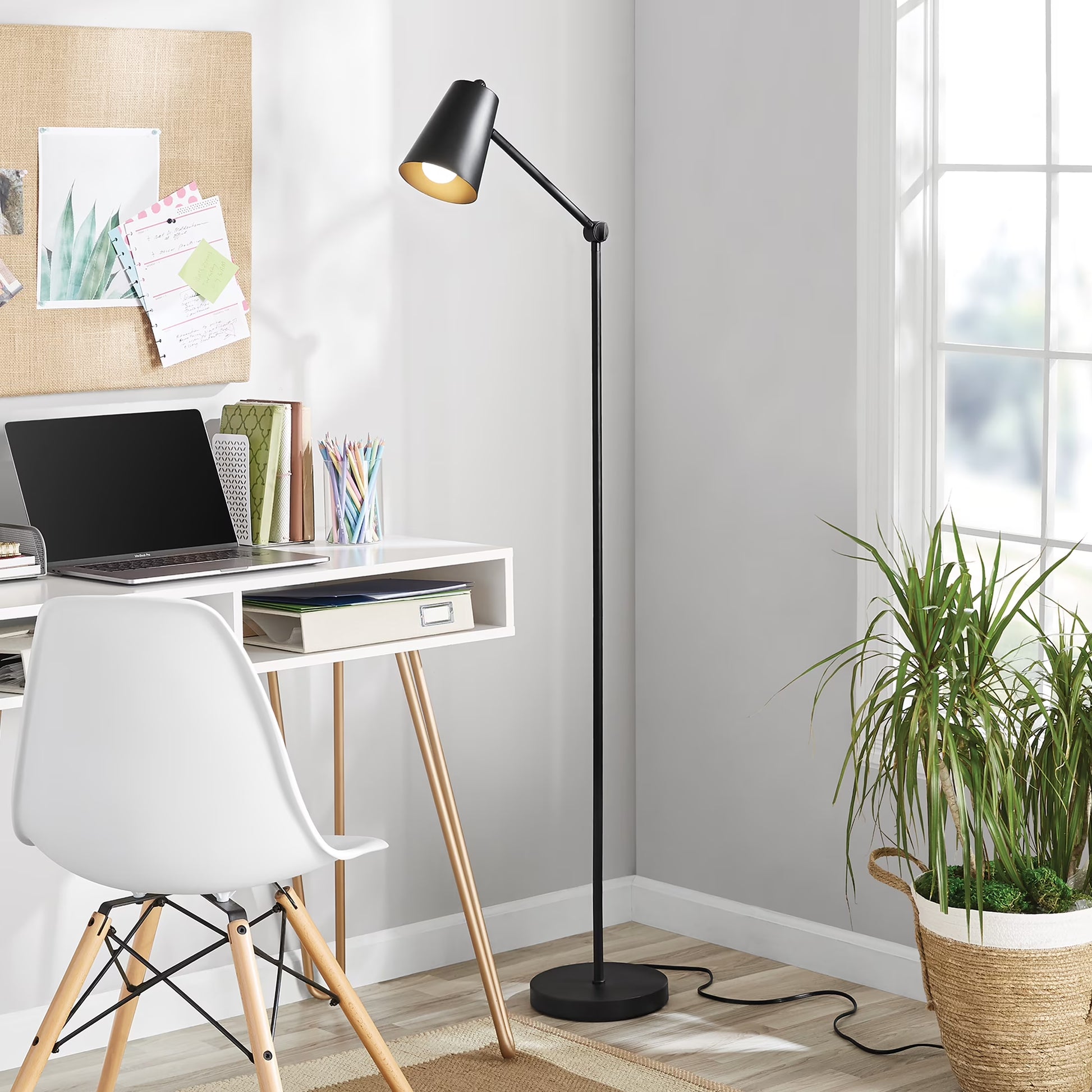 64-Inch Black Architect Floor Lamp with Matte Metal Finish