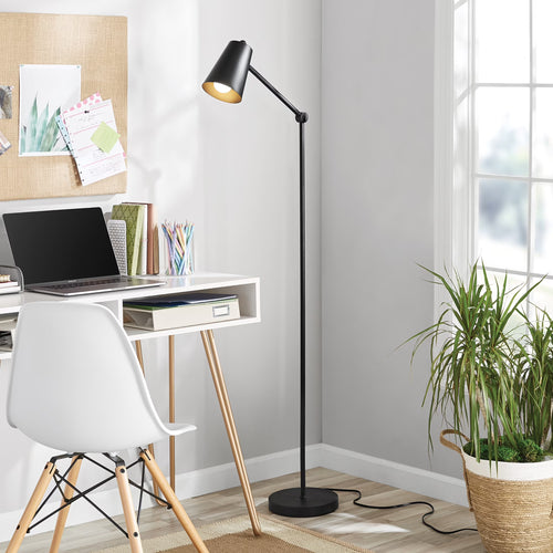 64-Inch Black Architect Floor Lamp with Matte Metal Finish